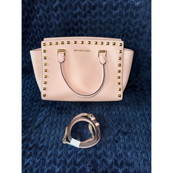 Michael Kors Selma Pink Blossom Medium‎ Studded Bag - Picture 1 of 9